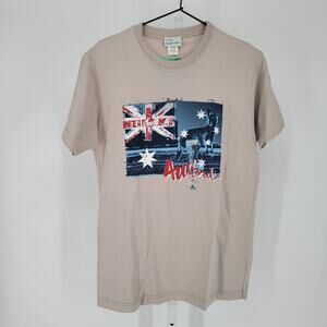 Think Australia Mens Sz S Short Sleeve Graphic T Shirt Australian Flag Kangaroo